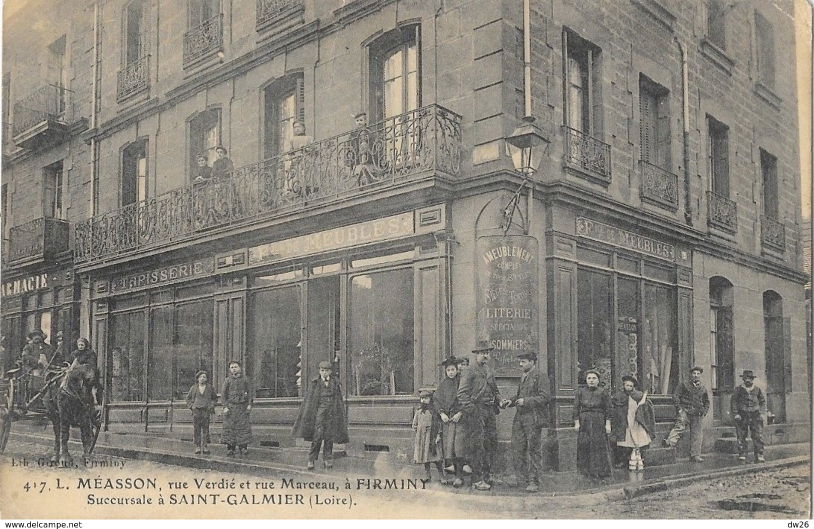 Firminy (Loire) Magasin De Meubles L. Méasson, Rue Verdier, Succursale à Saint-Galmier - Lib. Giroud, Carte N° 417 - Firminy