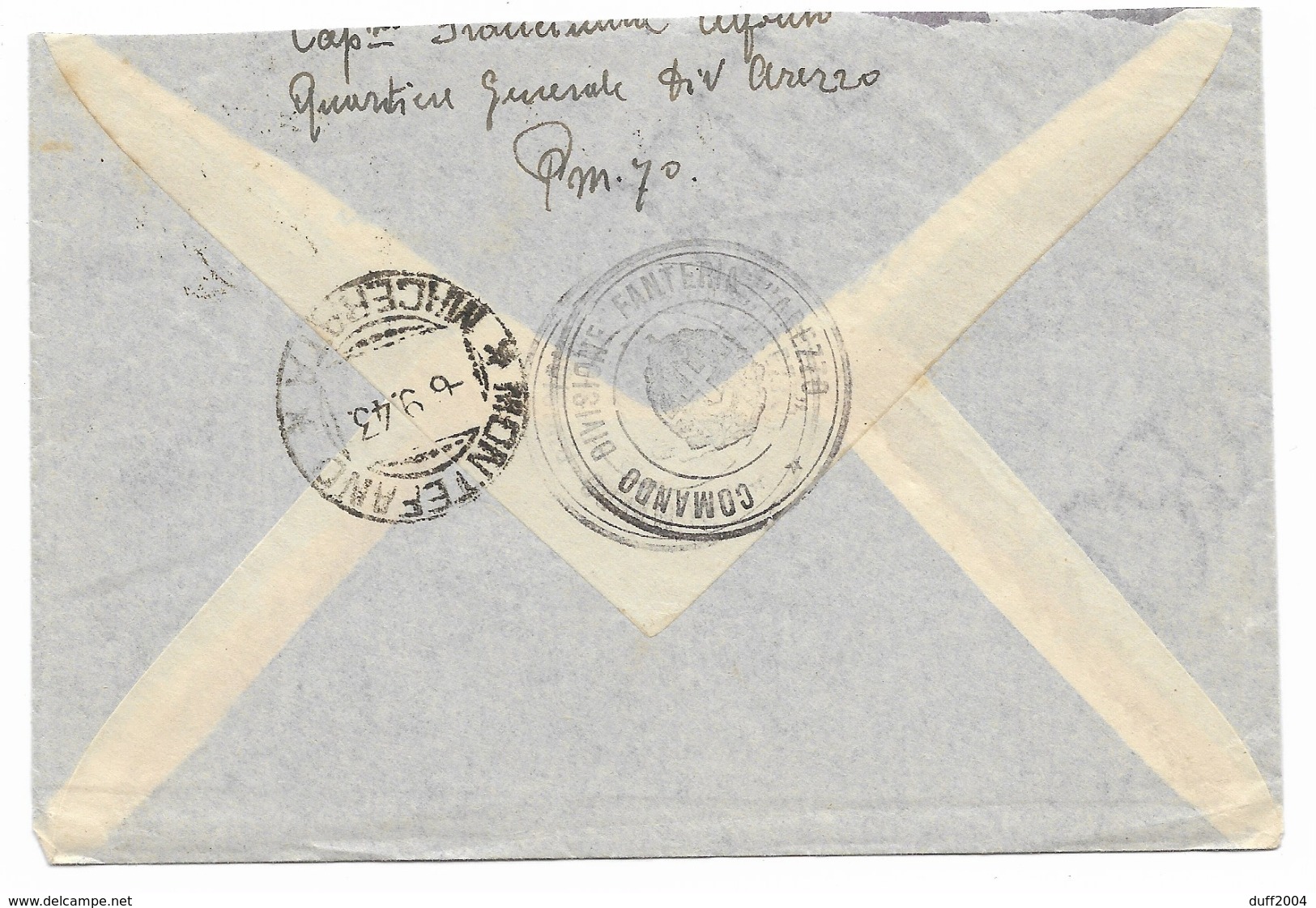 DALLA ALBANIA - P.M.70 - PER MONTEFANO - 29.8.1943. - Correo Militar (PM)