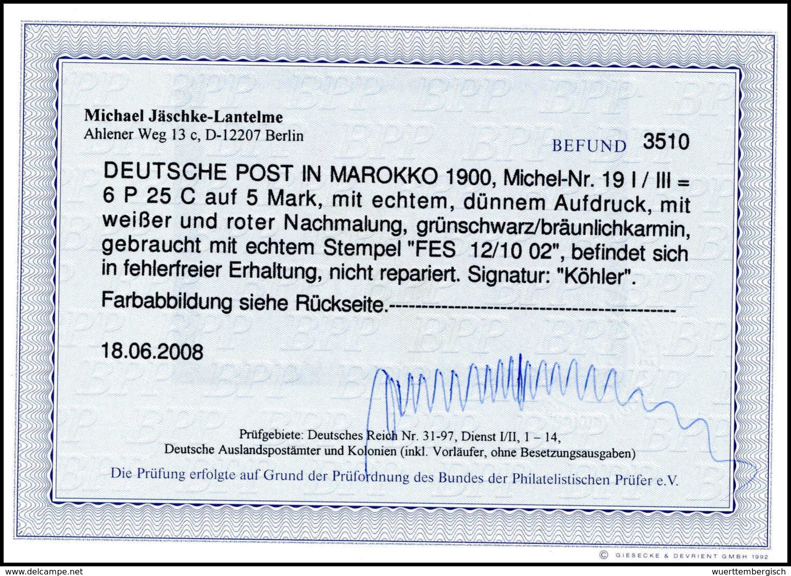 Gest. Deutsche Auslandspost Marokko - Other & Unclassified