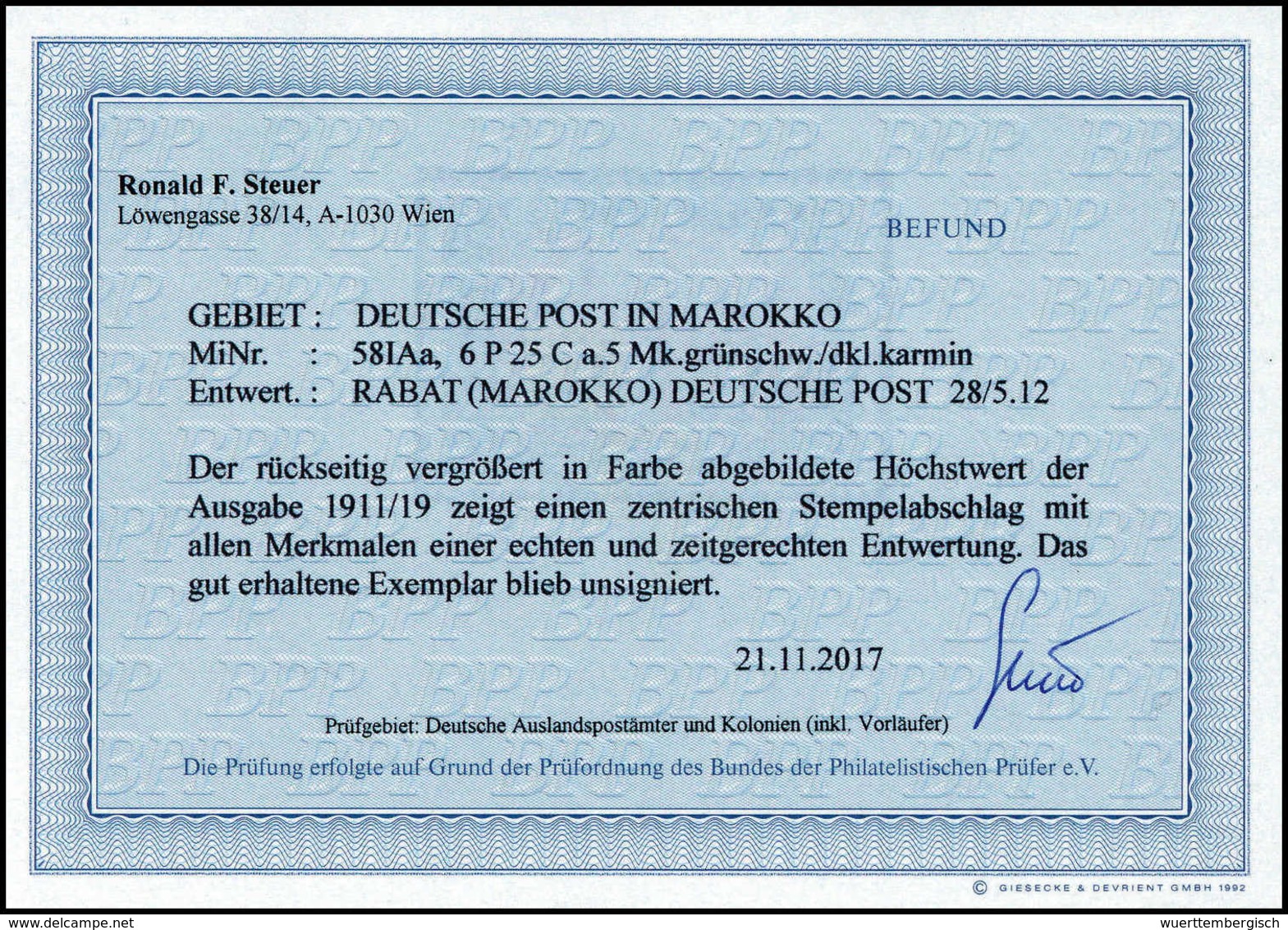 Gest. Deutsche Auslandspost Marokko - Other & Unclassified