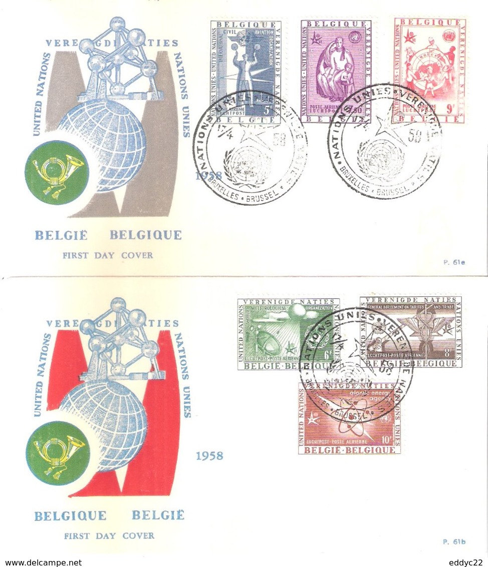 Expo 58 - 6 FDC Belgique - Série Complète Avec Poste Aérienne (à Voir) - 1958 – Brussels (Belgium)