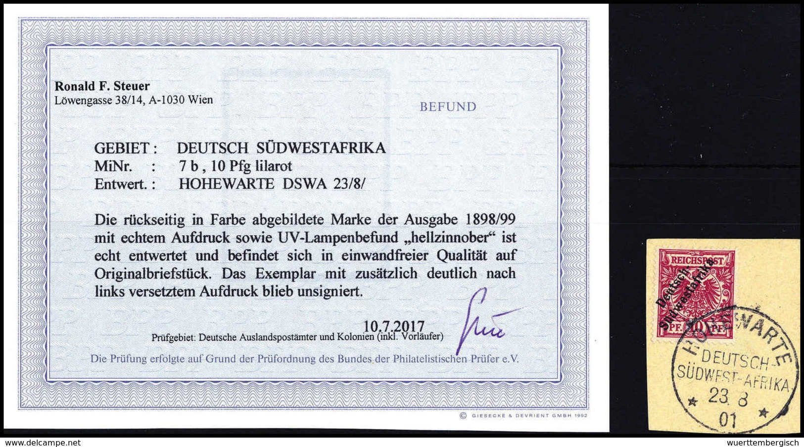 Briefst. Deutsche Kolonien Südwestafrika - Other & Unclassified