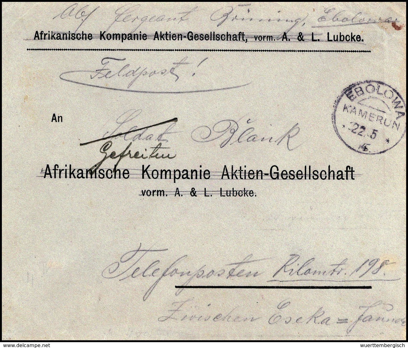 Beleg Deutsche Kolonien Kamerun Kriegspost - Other & Unclassified