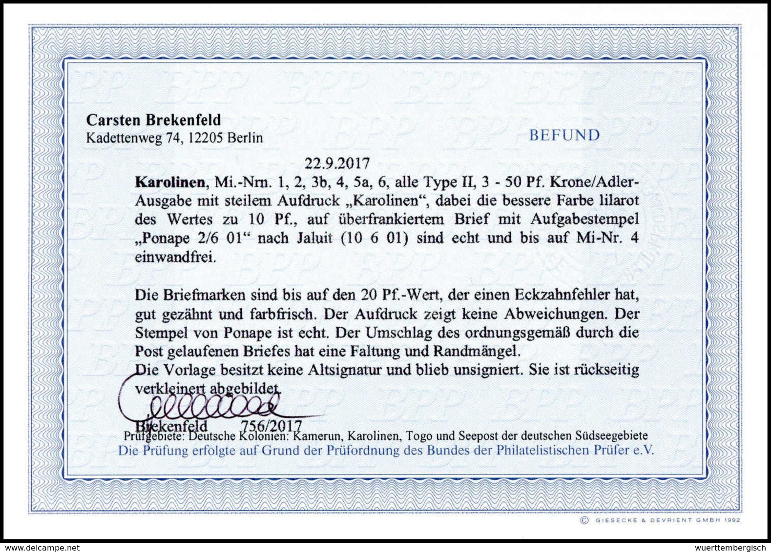 Beleg Deutsche Kolonien Karolinen - Other & Unclassified