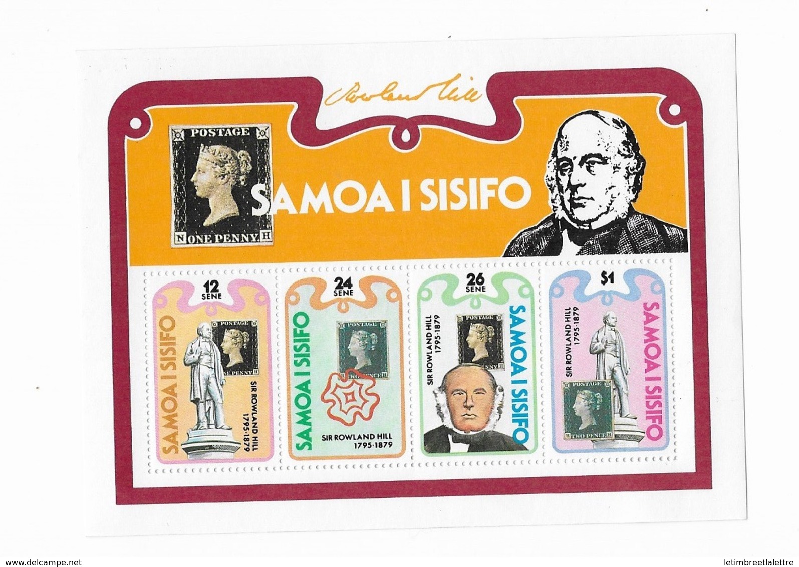 Samoa Bloc Feuillet  N° 19**  100° Anniversaire De La Mort De Sir Rowland Hill - Samoa (Staat)