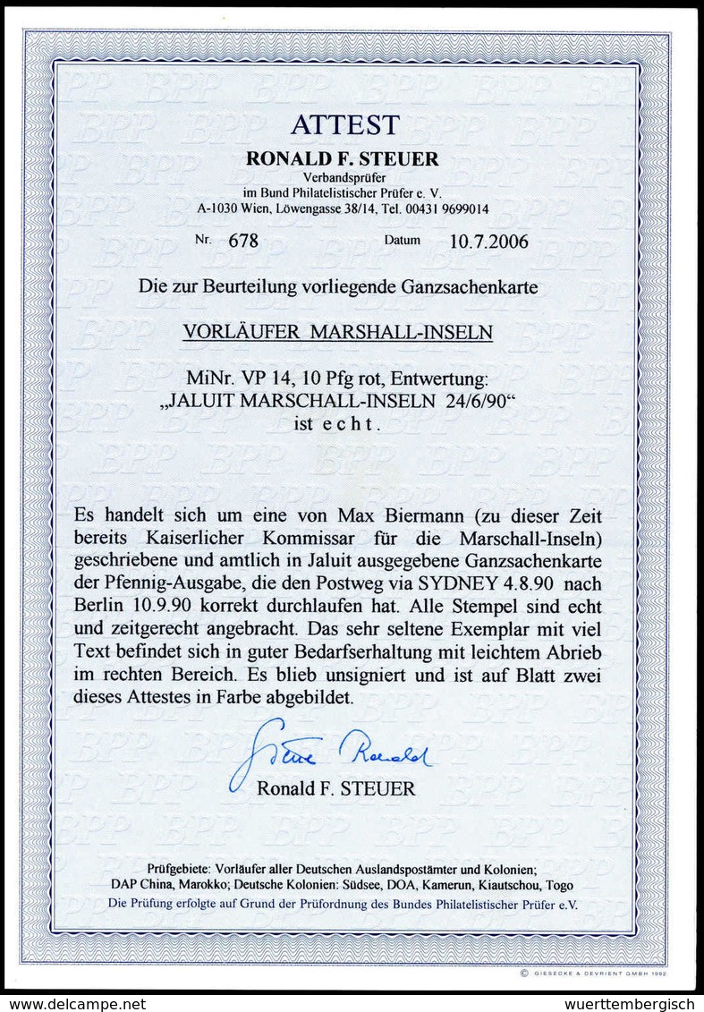 Beleg Deutsche Kolonien Marshall Inseln, Vorläufer - Other & Unclassified