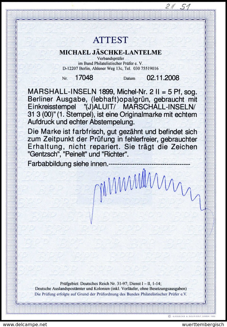 Gest. Deutsche Kolonien Marshall Inseln - Other & Unclassified