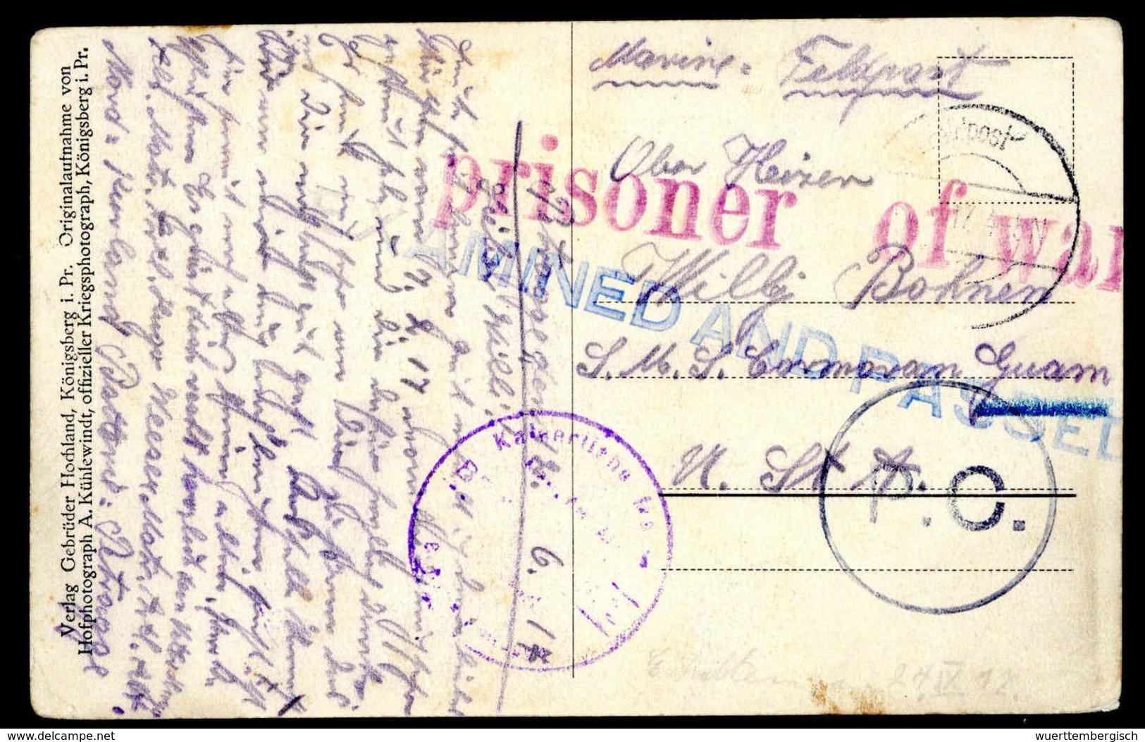 Beleg Deutsche Marine Schiffspost Interniertenpost 1914-1919 - Other & Unclassified