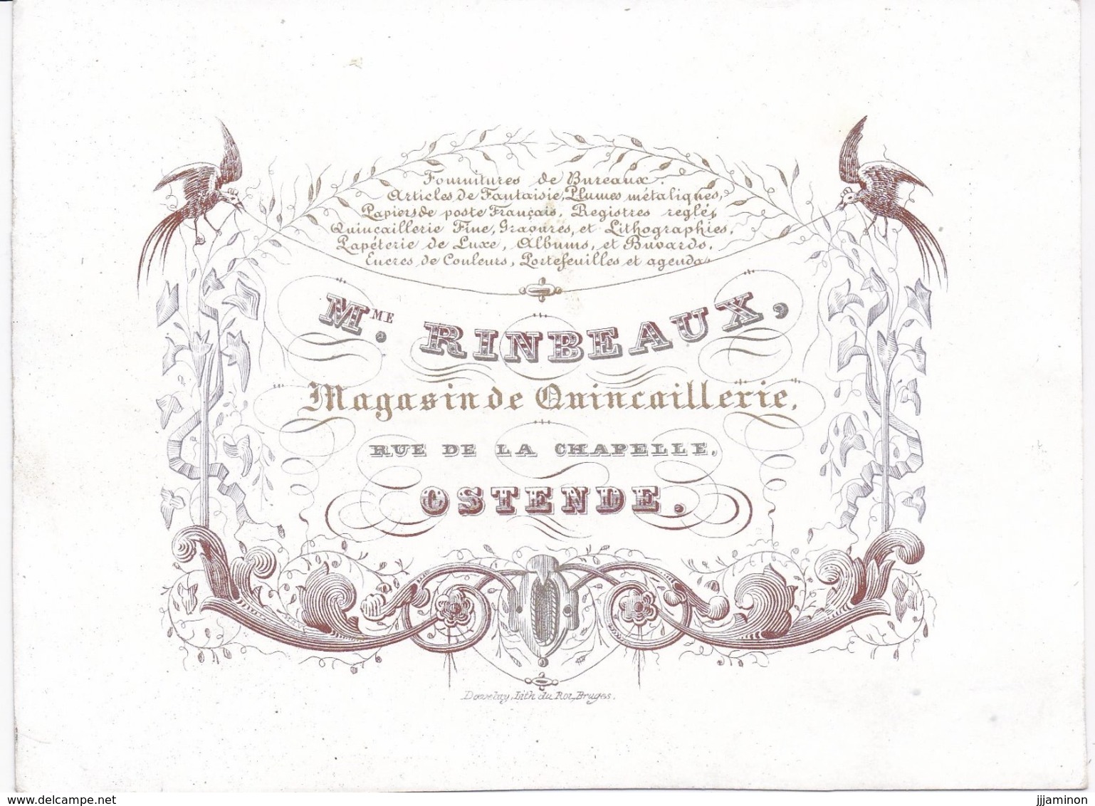 Carte Porcelaine - Porseleinkaart -  Ostende - Mme Ribeaux Magasin De Quincaillerie Rue De La Chapelle - Oostende