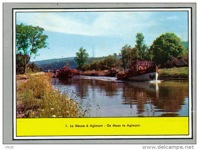 Image (1958), BELGIQUE, Les Moyens De Transports : La Meuse à Agimont, Péniches, Editions Sablon - Autres & Non Classés