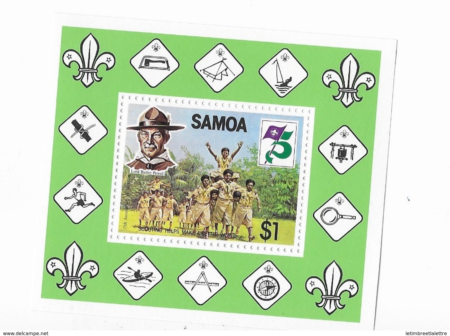 Samoa Bloc Feuillet  N° 28** Lord Baden Powell Te Scouts - Samoa (Staat)