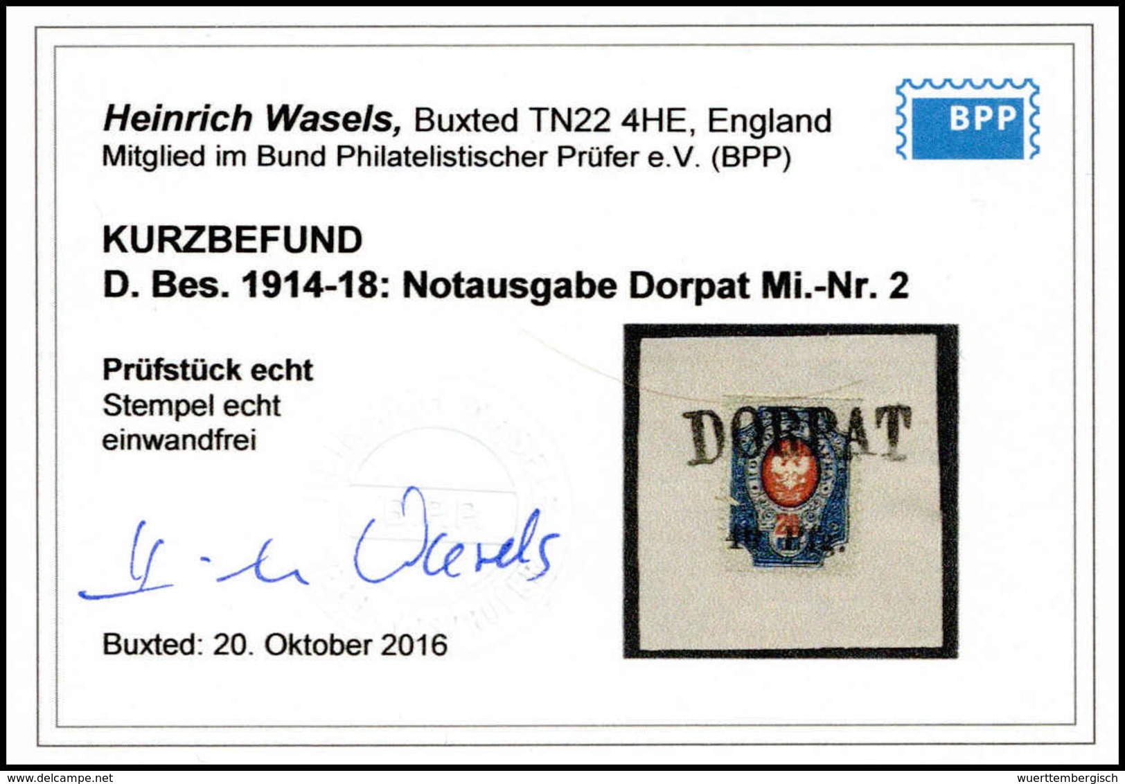 Briefst. Deutsche Besetzung I. WK Dorpat - Other & Unclassified