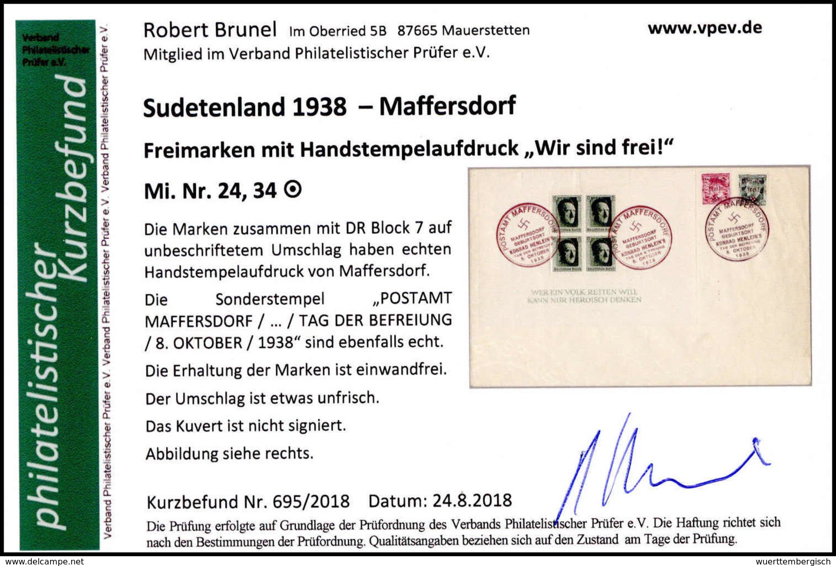 Beleg Sudetenland Maffersdorf - Other & Unclassified