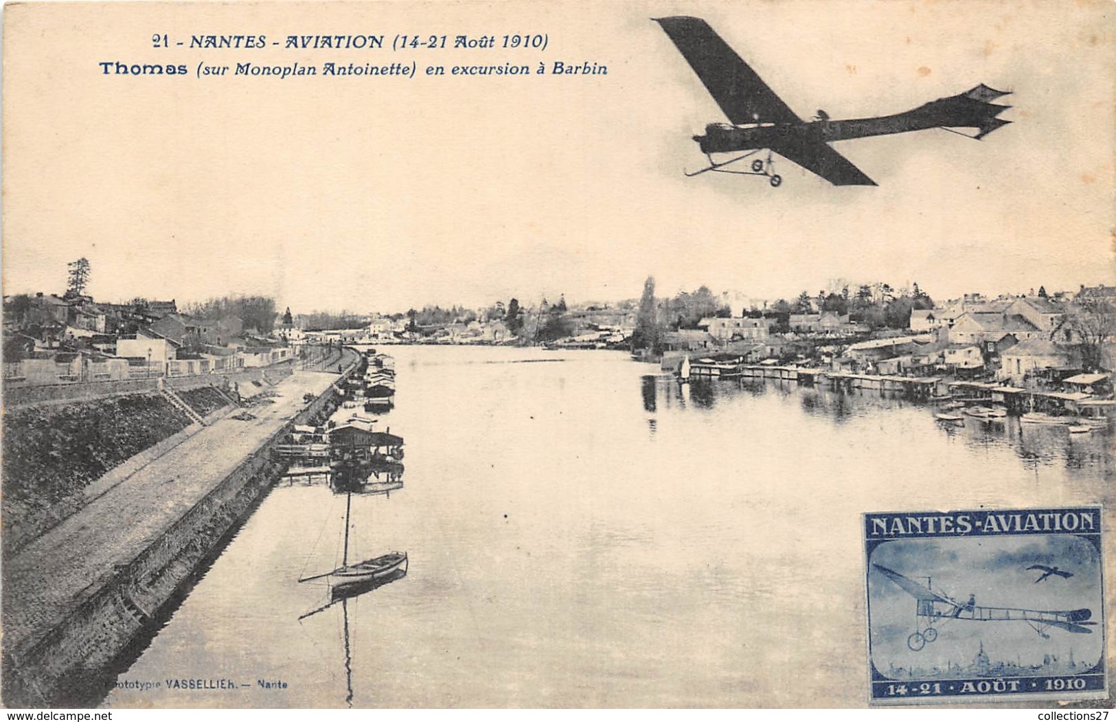 44-NANTES- AVIATION- 14/21 AOUT 1910- THOMAS, SUR MONOPLAN ANTOINETTE, EN EXCURSION A BARDIN - Nantes