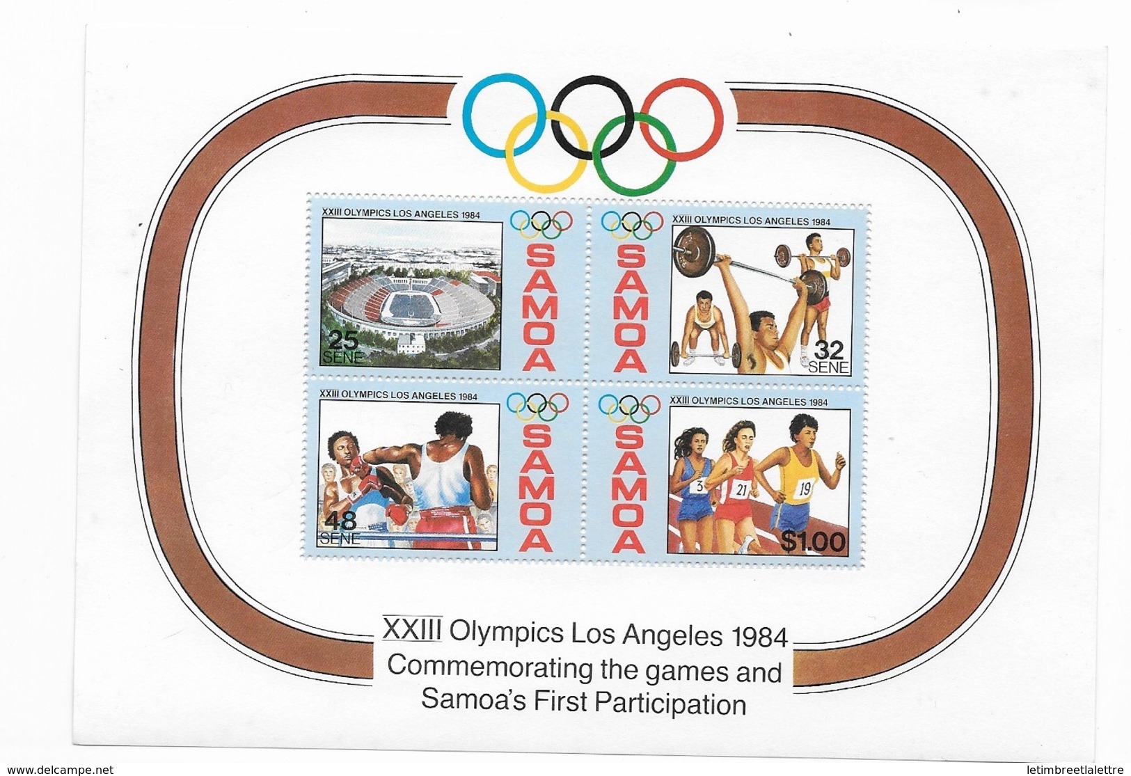 Samoa Bloc Feuillet  N° 32** Jeux Olympiques D'été à Los Angeles - Samoa (Staat)