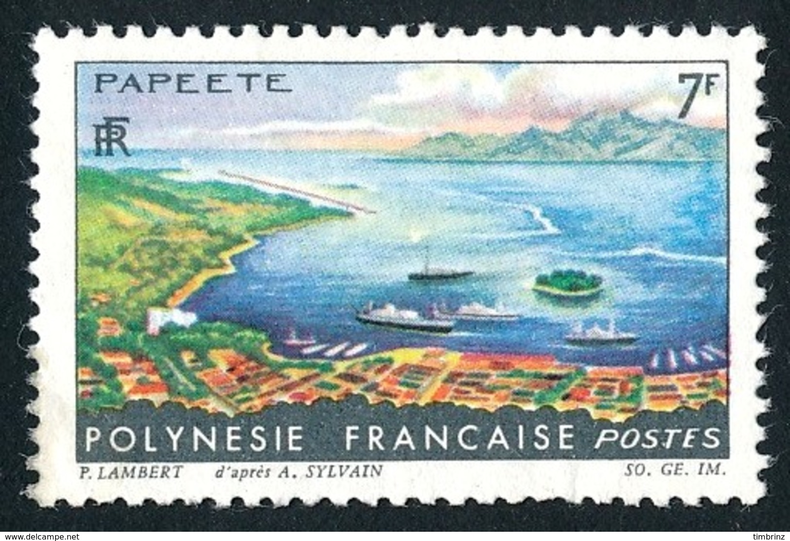 POLYNESIE 1964 - Yv. 32 *   Cote= 4,50 EUR - Paysages : Papeete  ..Réf.POL24306 - Neufs