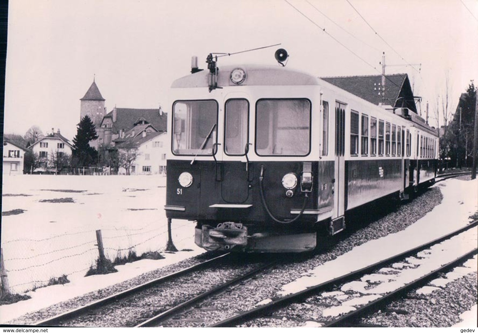 Chemin De Fer, Lausanne Echallens Bercher, Train à Echallens Dans La Neige, LEB 55.907, 10x15 - Bercher