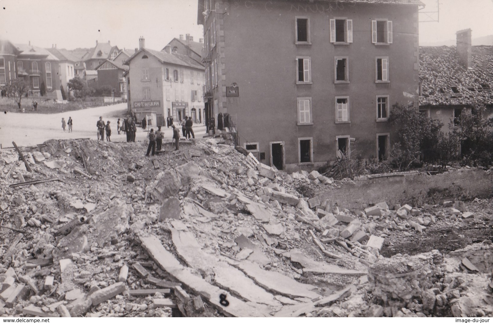 CARTE PHOTO PONTARLIER  GUERRE  1939 1945  PHOTO DRAGLO  CAFE DU JURA AU FOND - Pontarlier