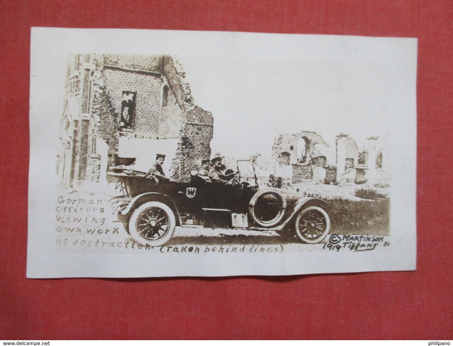 RPPC       Man German Officers In Auto Viewing Own Work Of Destruction-- Ripple On Bottom  -ref 3666 - Autres & Non Classés