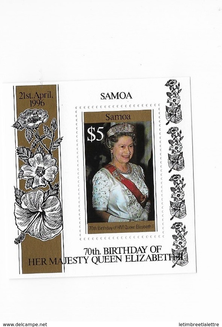 Samoa Bloc Feuillet  N° 54** S.M La Reine Elizabeth - Samoa