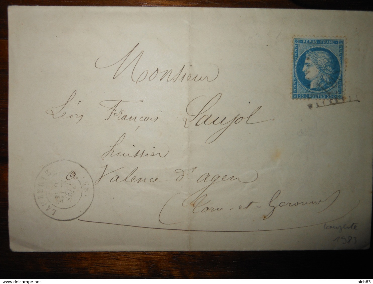 Lettre GC 1983 Lauzerte Tarn Et Garonne Avec Correspondance - 1849-1876: Période Classique