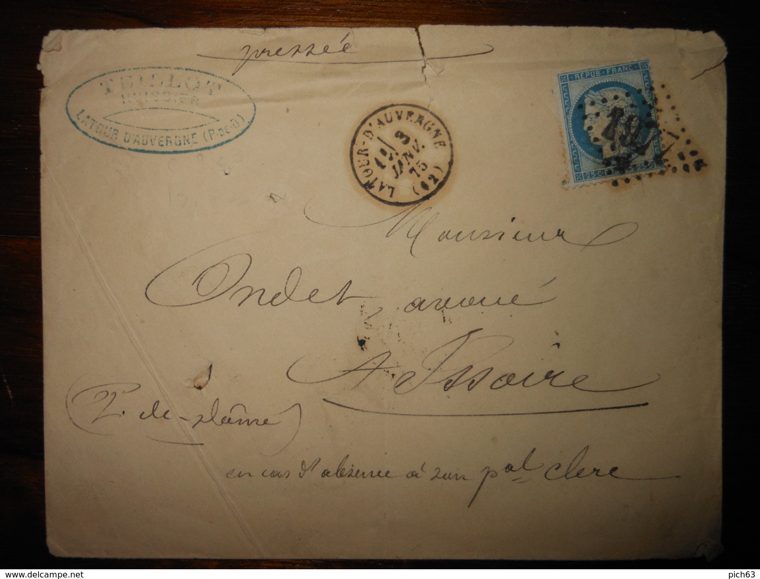 Enveloppe GC 1977 Latour D'Auvergne Puy De Dome - 1849-1876: Période Classique