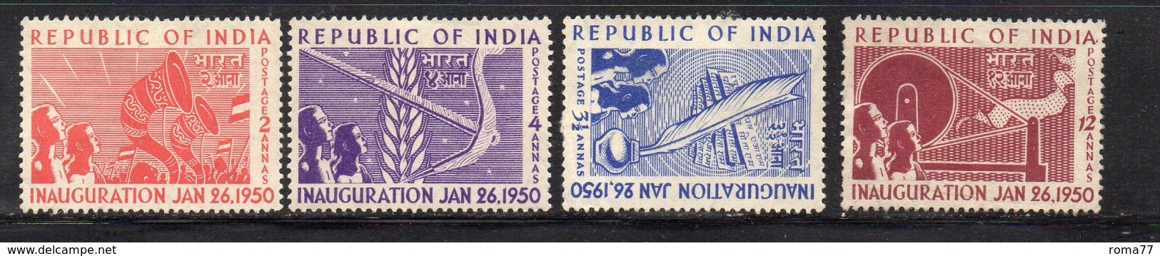 Y384 - INDIA 1950 , Yvert Serie N. 27/30  * Linguelle MOLTO FORTI  (2380A). - Nuovi