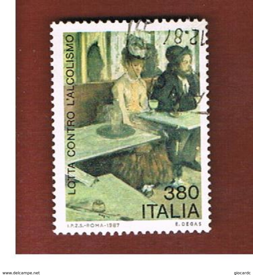 ITALIA REPUBBLICA  - SASS. 1806  -      1987    LOTTA CONTRO L' ALCOLISMO   -      USATO - 1981-90: Usados