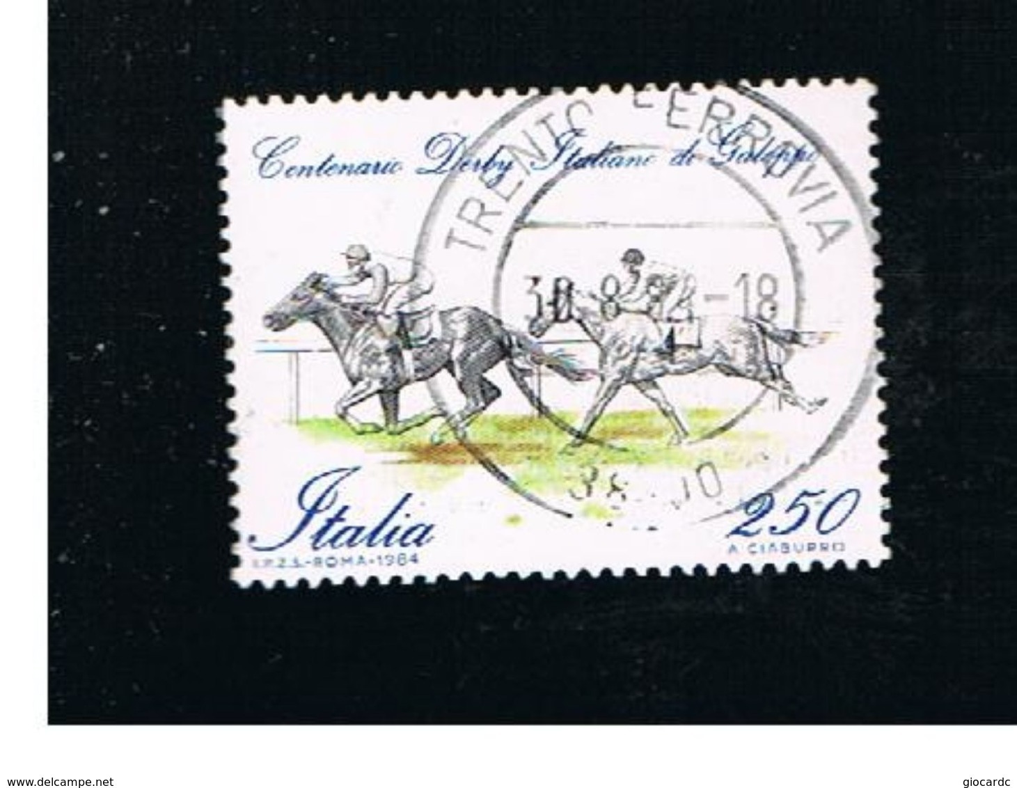 ITALIA REPUBBLICA  - SASS. 1683  -      1984  DERBY DI  GALOPPO      -      USATO - 1981-90: Usados