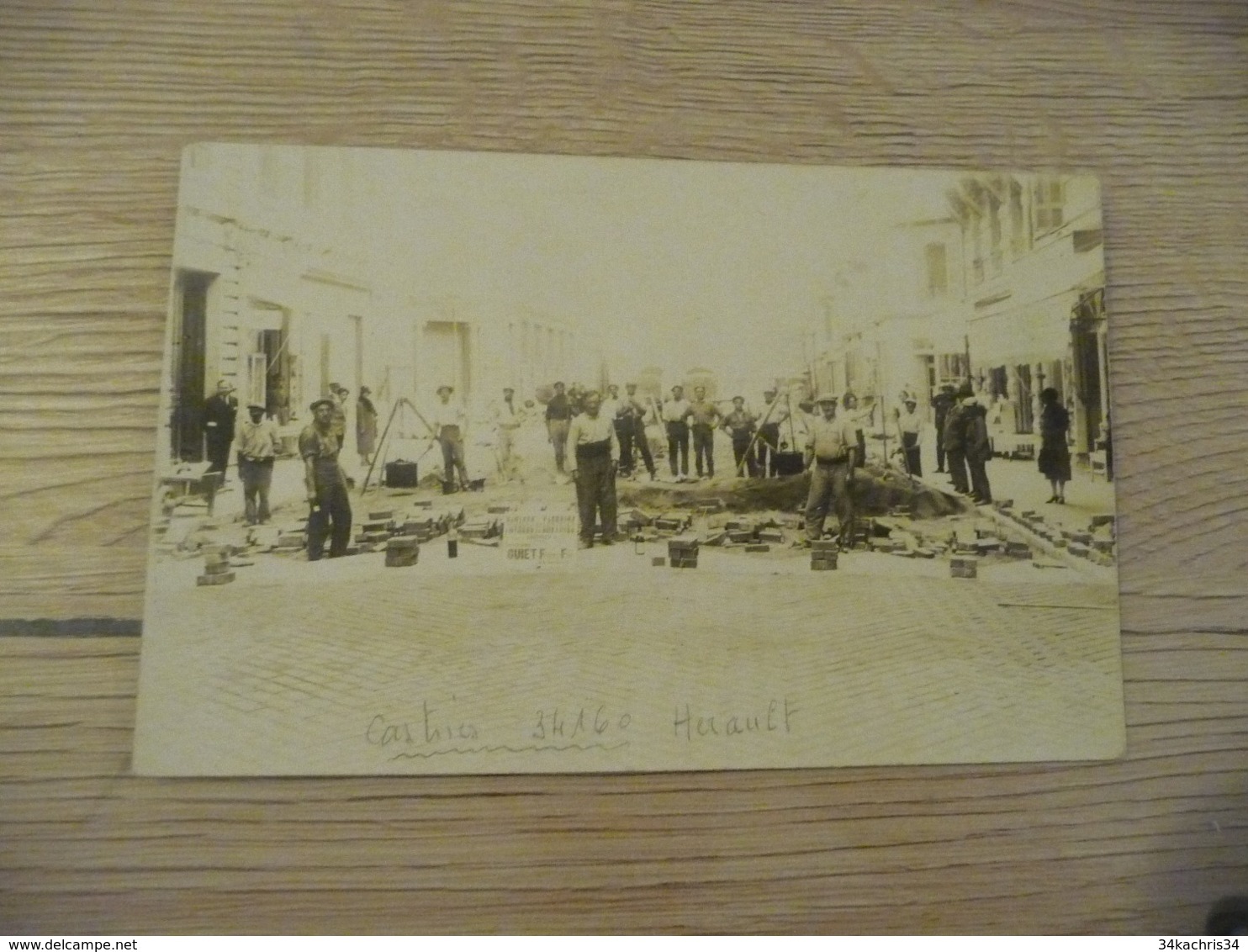 Carte Photo 34 Hérault Castries Travaux Sur La Route En Ville Rare!!!!!!! - Castries