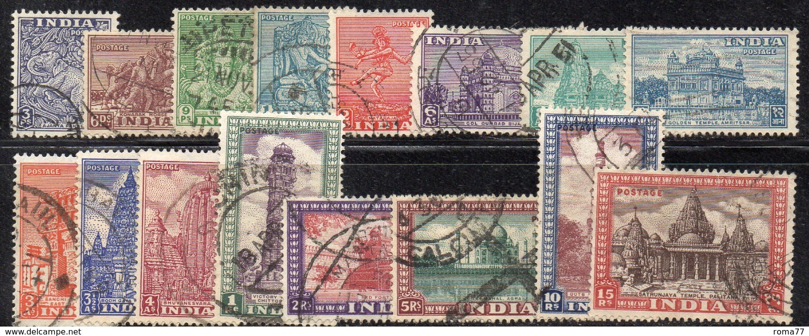 CI956a - INDIA 1949 , Yvert Serie N. 7/22 Usata   (2380A). - Usati