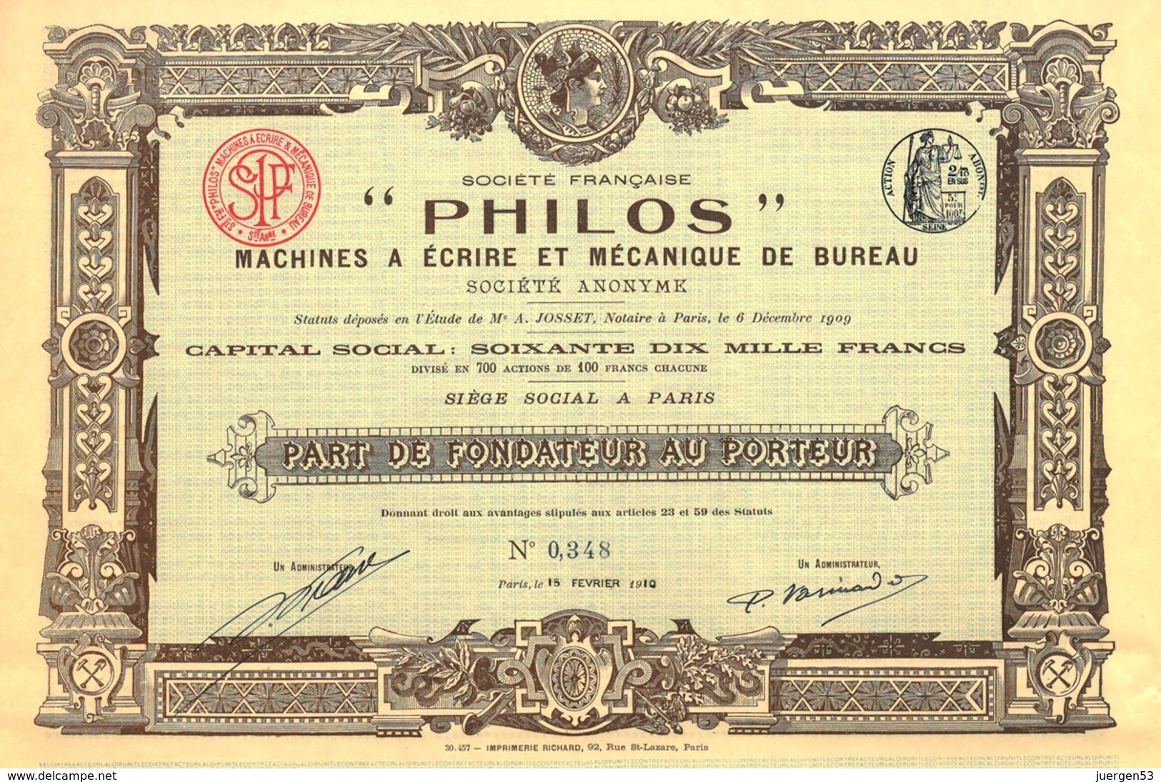 "Philos" Machines à Ecrire Et Mecanique De Bureau, Part - P - R