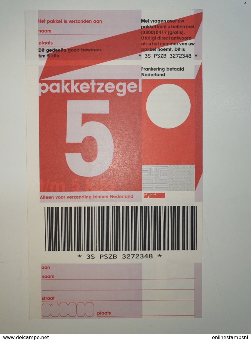 Netherlands Pakketzegel NVPH Nr 8 Up To 5 Kg, 1997 Unused  Geuzendam 8 General Picture With Text Right Top - Postwaardestukken