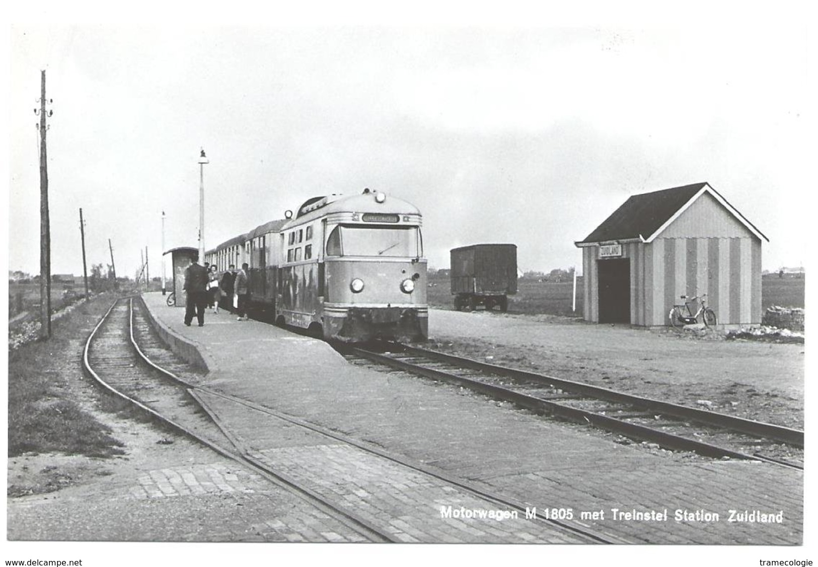 Zuidland Tram Naar/to Rotterdam Ramway Strassenbahn Trolley Station Bahnhof Tramstation Dieseltram 1950's - Autres & Non Classés