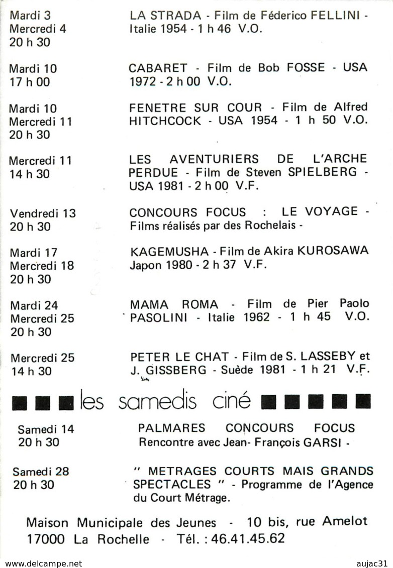 Dép 17 - La Rochelle - Spectacle - Cinema - Acteurs - Février à La MMJ - Semi Moderne Grand Format - Bon état Général - La Rochelle