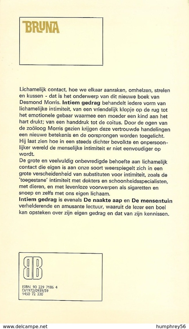 1972 - Desmond MORRIS - Intiem Gedrag - Sachbücher