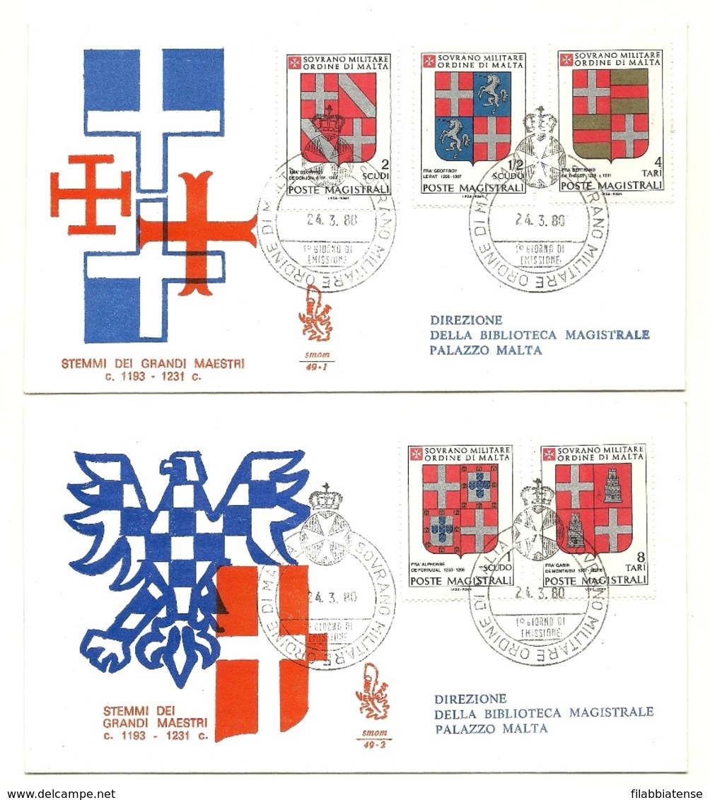 1980 - Sovrano Militare Ordine Di Malta 175/79 Stemmi      FDC     13/45 - Briefe U. Dokumente