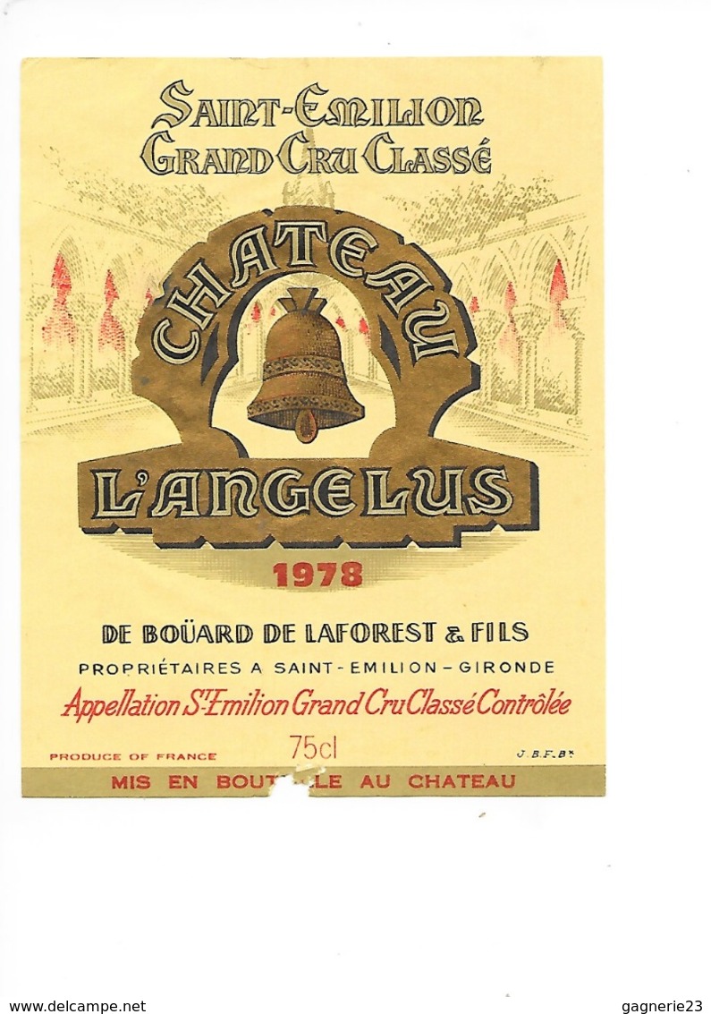 Etiquette  -  Château L'Angélus - De Bouard De Laforest Et Fils - Saint-Emilion - 1978 - - Bordeaux