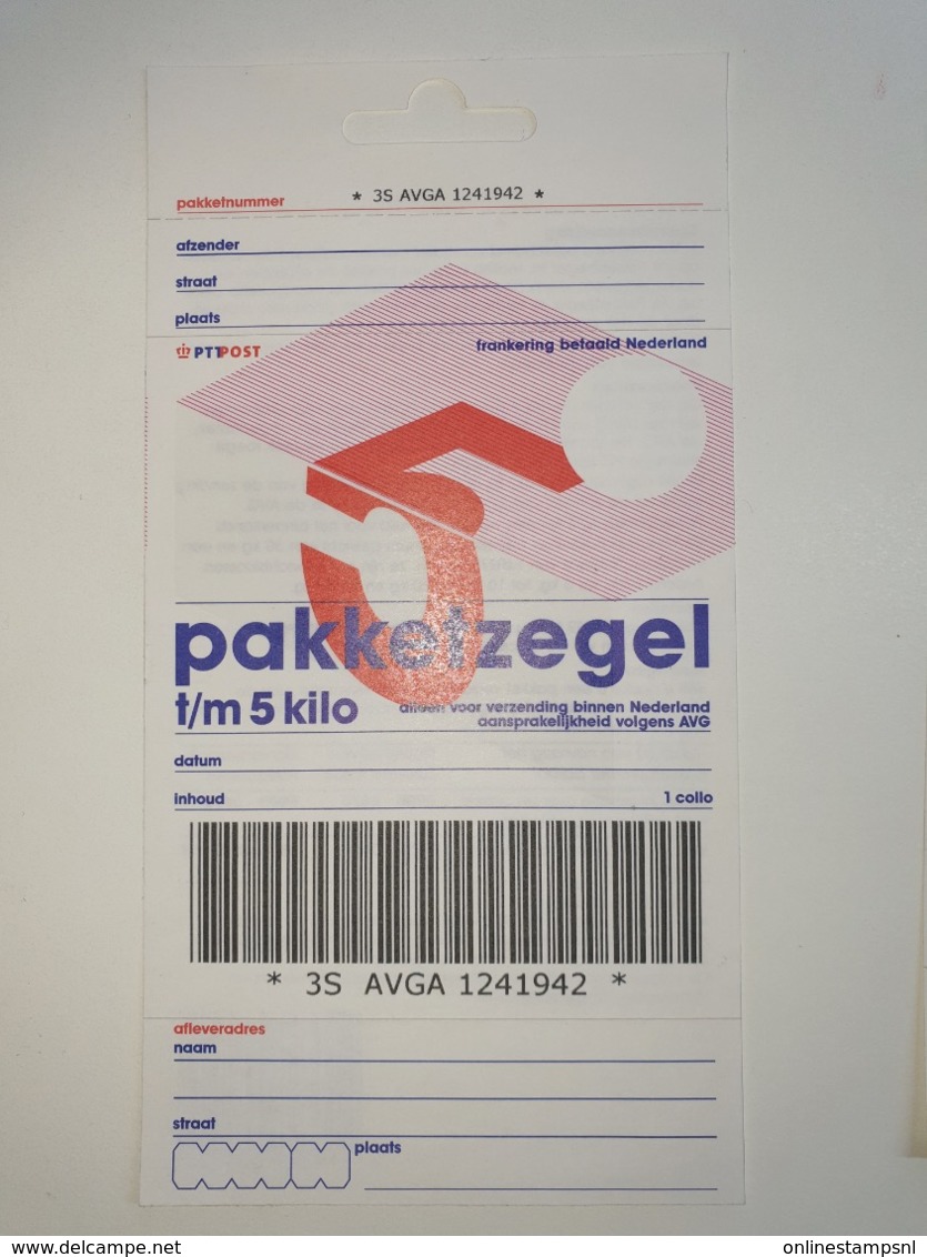 Netherlands Pakketzegel NVPH Nr 21 Up To5 Kg, 2000 Unused Geuzendam 21c Hang - Interi Postali