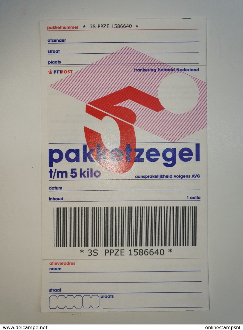 Netherlands Pakketzegel NVPH Nr 21 Up To5 Kg, 2000 Unused Geuzendam 21a - Postal Stationery