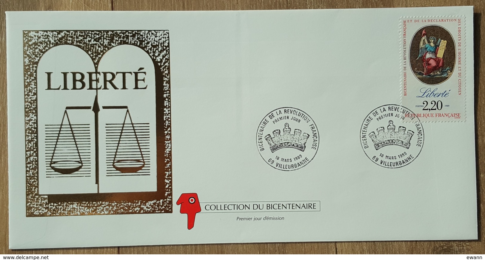 FDC 1989 - YT N°2573 - BICENTENAIRE DE LA REVOLUTION FRANCAISE / LIBERTE - VILLEURBANNE - 1980-1989