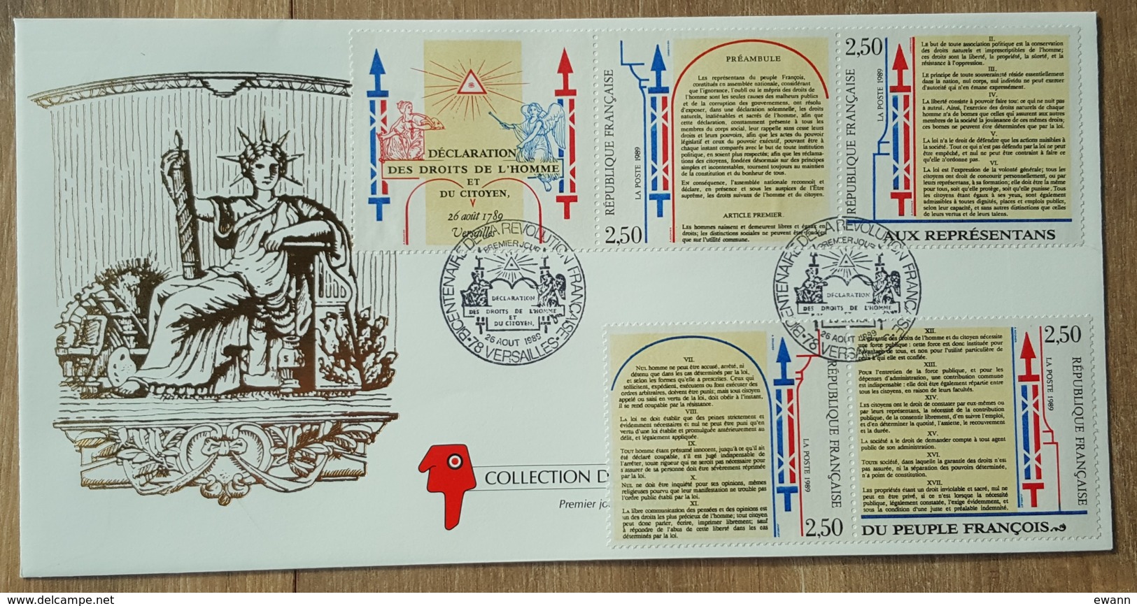 FDC 1989 - YT N°2602 à 2605 - DECLARATION DES DROITS DE L'HOMME ET DU CITOYEN / REVOLUTION - VERSAILLES - 1980-1989