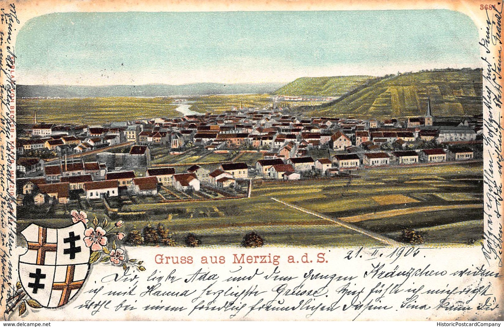 GRUSS Aus MERZIG A D SAARLAND-PANORAMA-HERALDRY LOGO 1906 POSTCARD 41992 - Kreis Merzig-Wadern