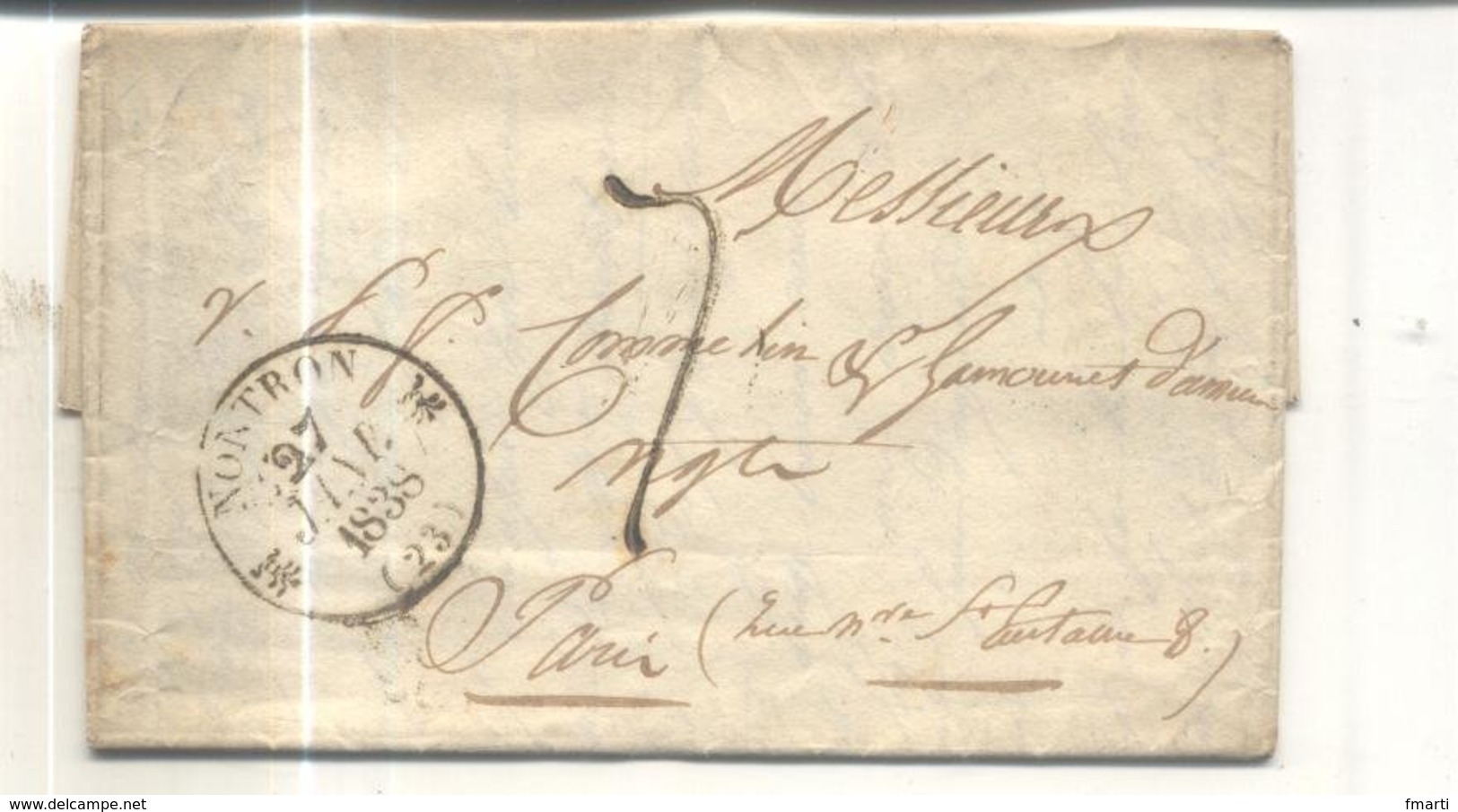 Lettre De 1838 De Montron Vers Paris - 1801-1848: Vorläufer XIX