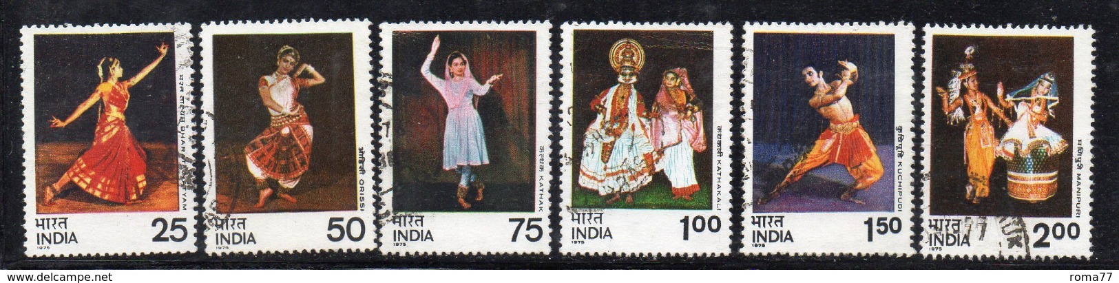 CI1755- INDIA 1975 , Yvert Serie N. 449/454 Usata   (2380A). Danze - Usati