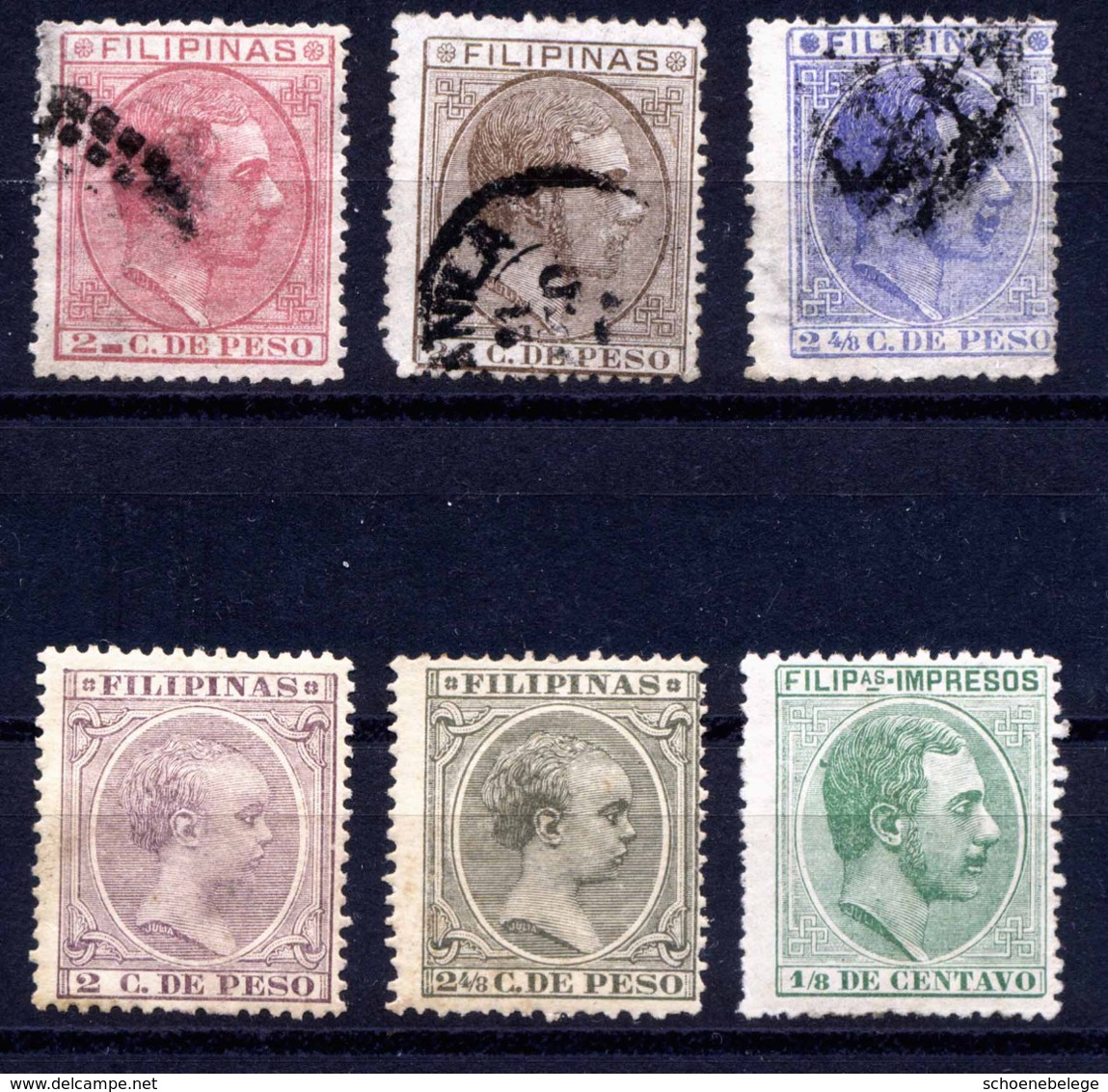 A6362) Espana Filipinas 6 Alte Marken Used / No Gum - Filippine