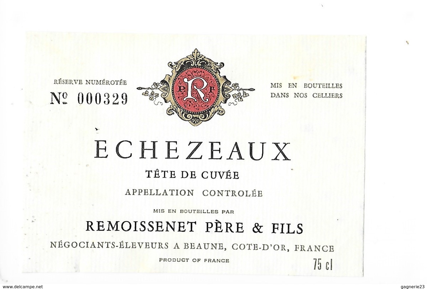 Etiquette  - ECHEZEAUX Tête De Cuvée - REMOISSENET Père & Fils -  - 1976 - - Bourgogne