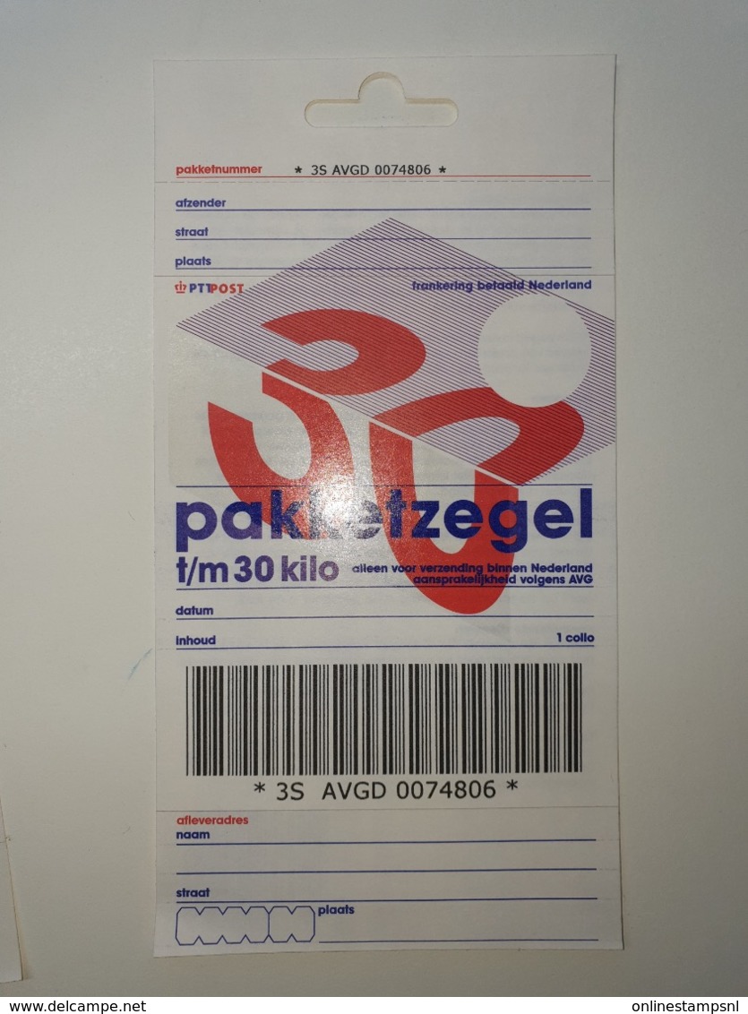 Netherlands Pakketzegel NVPH Nr 24 Up To 30 Kg, 2000 Unused Geuzendam 24c Hang - Interi Postali