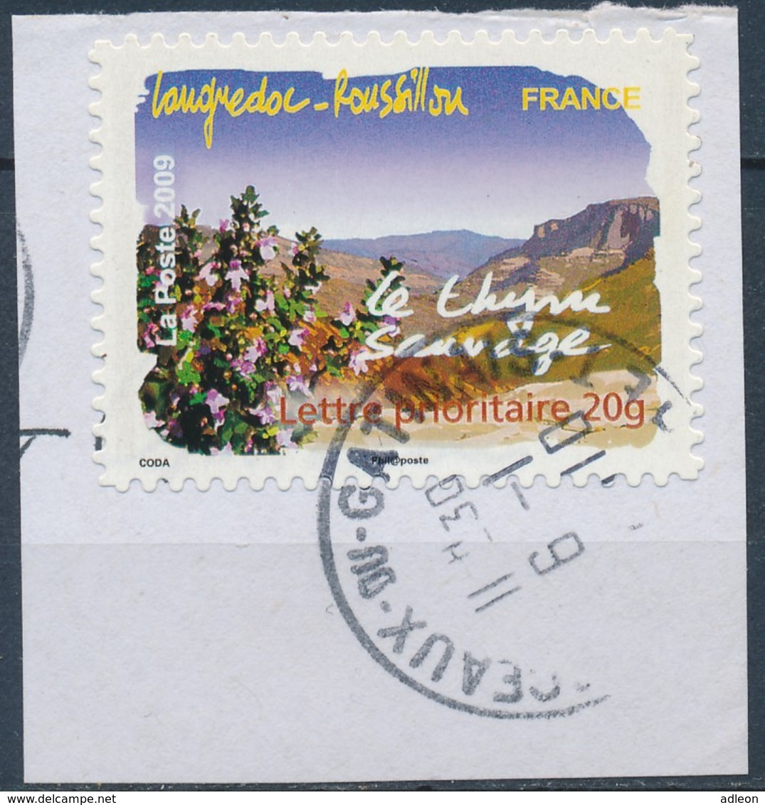 France - Flore Des Régions / Languedoc-Roussillon YT A305 Obl. Cachet Rond Sur Fragment - Oblitérés