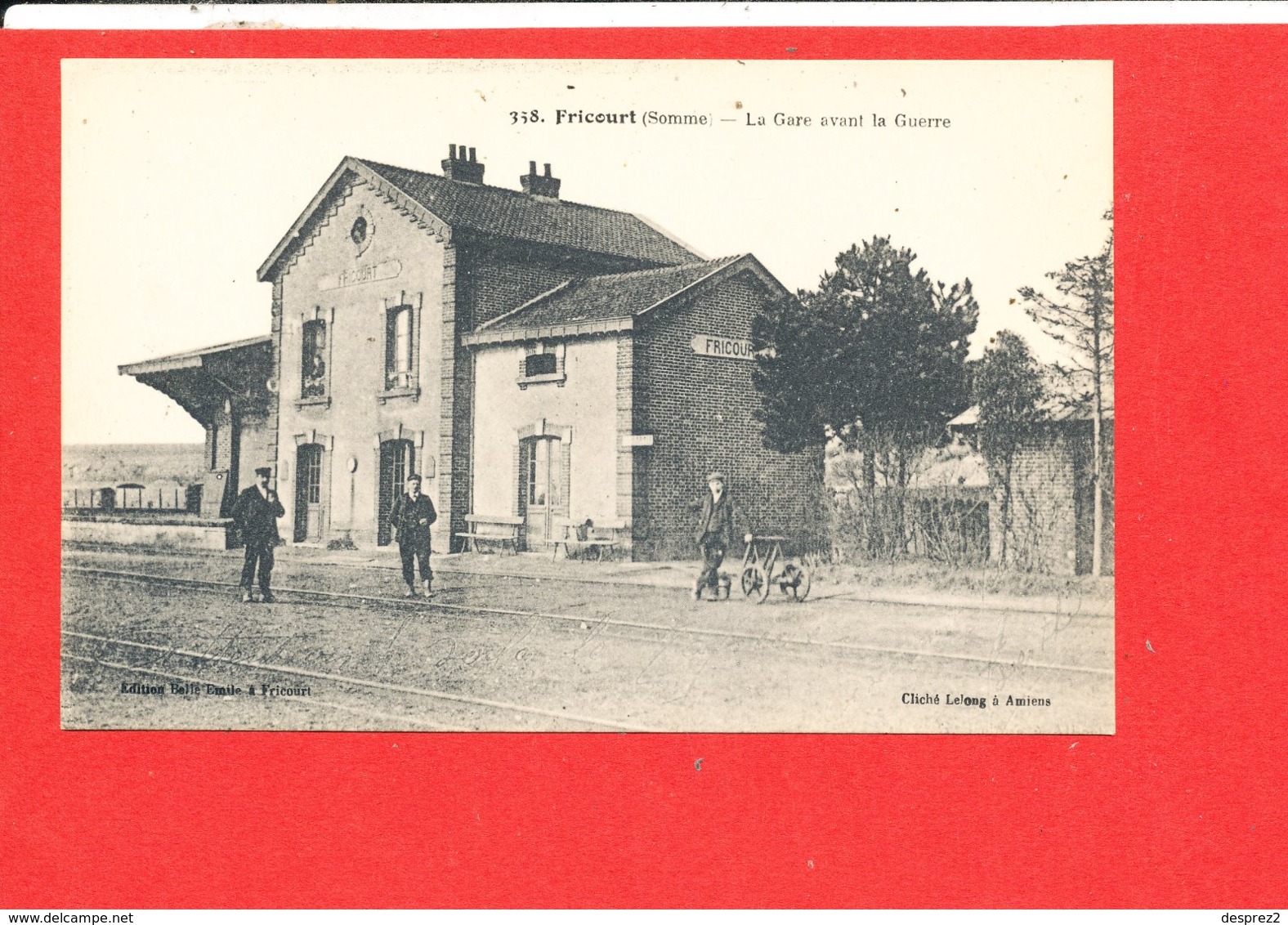 80 FRICOURT Cpa Animée La Gare Avant La Guerre             358 Cliché Lelong - Other & Unclassified